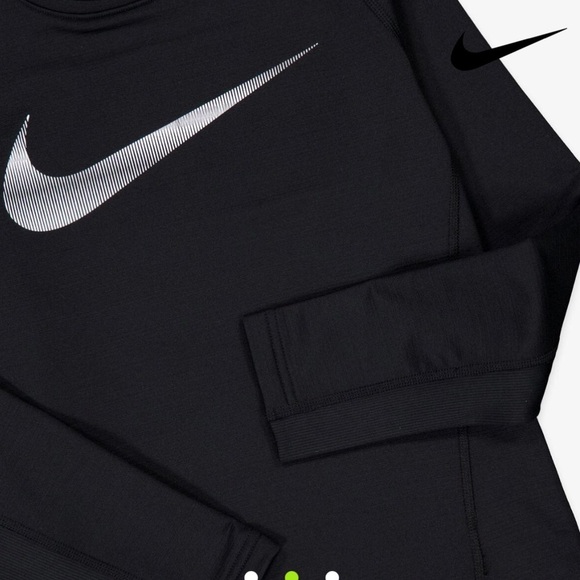 Nike Boys Pro Warm Standard-Fit Logo-Print
Long-Sleeve T-Shirt Black/white M top - Picture 3 of 13